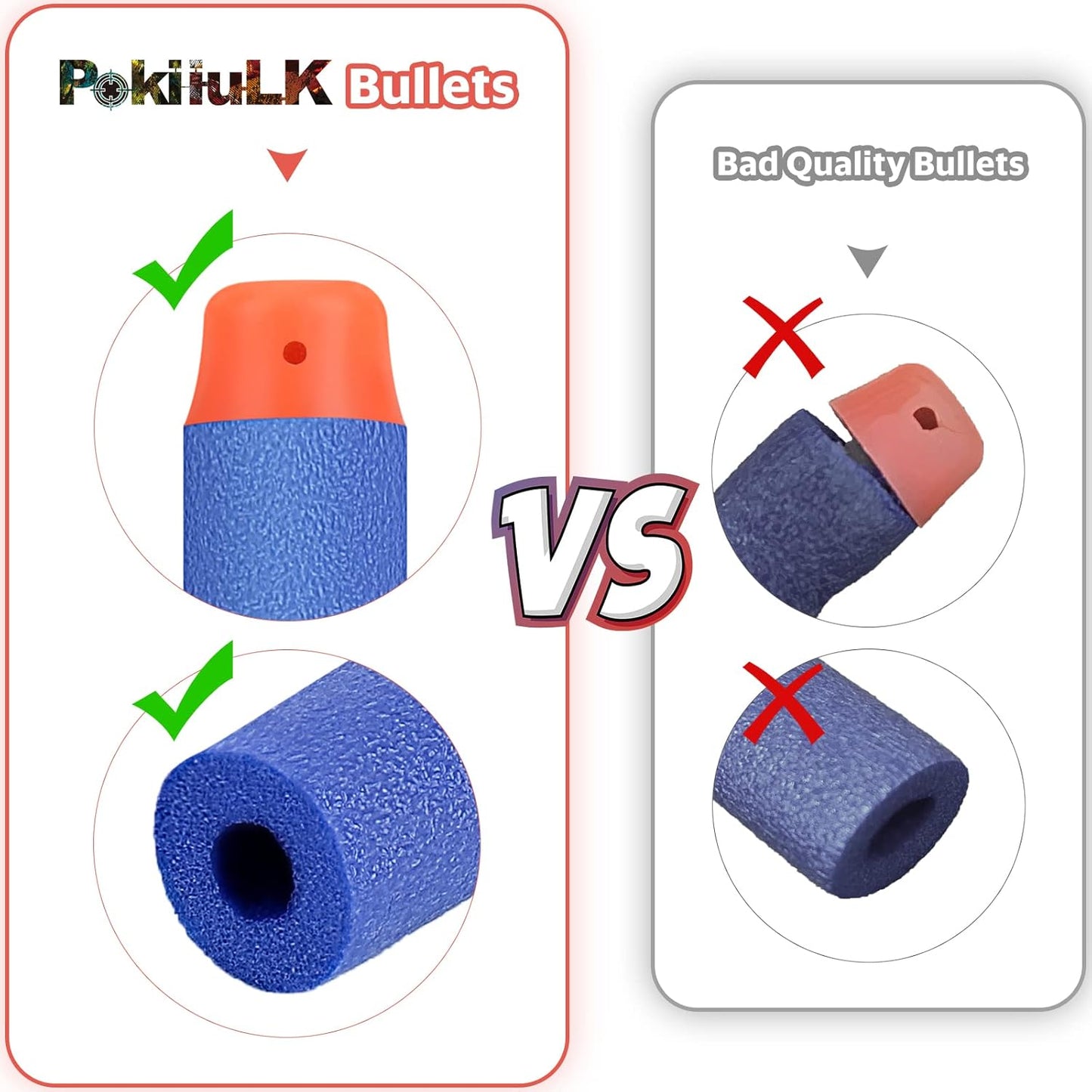 HotPokiiulk Refill Darts Bullets Compatible with Nerf Guns N-Strike Elite Series, 300PCS Refill Darts Premium Foam Bullets Pack with Portable Storage Bucket