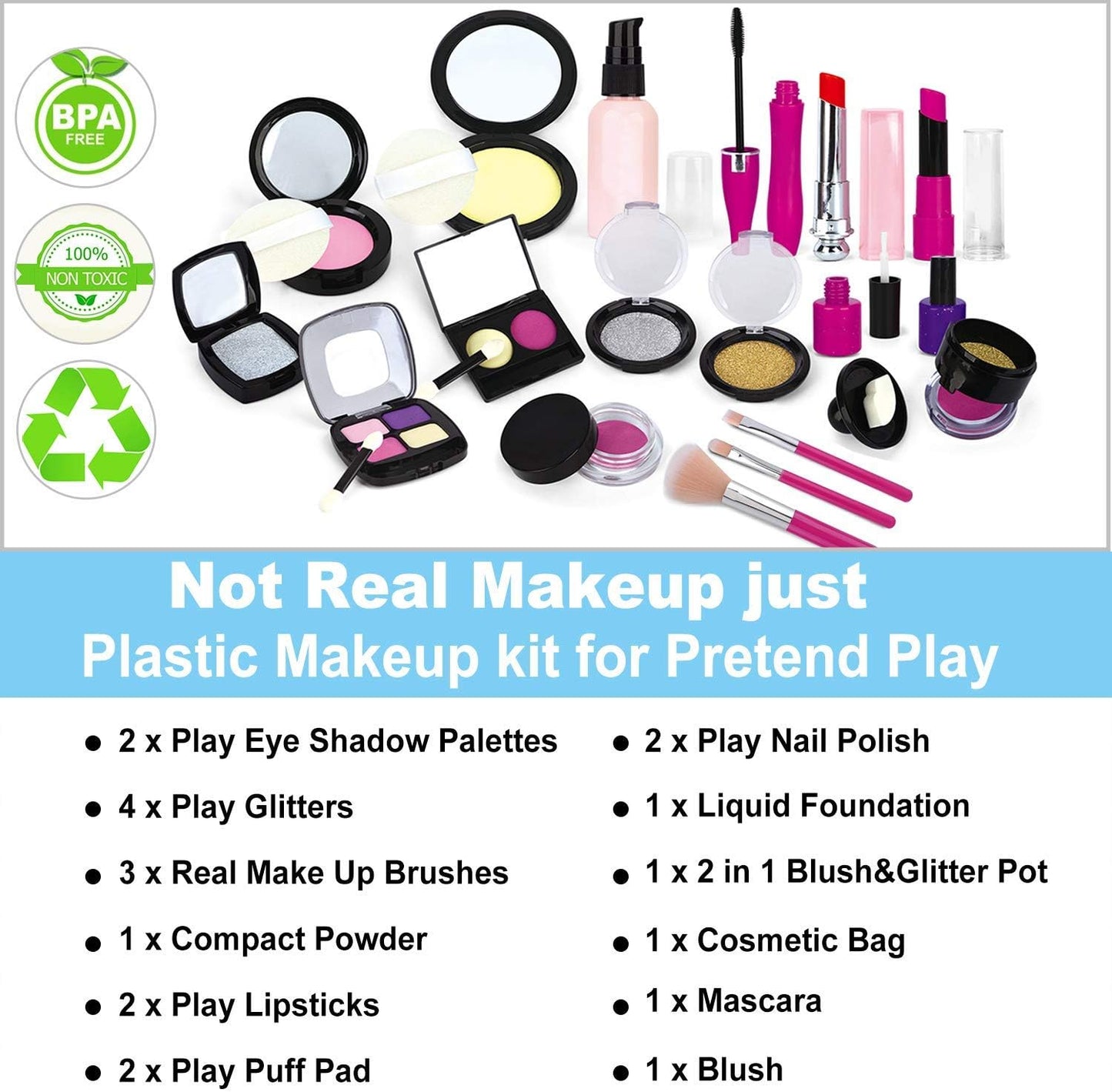 Hot TEPSMIGO Pretend Makeup Kit for Girls, Kids Pretend Play Makeup Set - with Cosmetic Bag for Birthday Christmas, Toy Makeup Set for Little Girls Age 3+(Not Real Makeup)