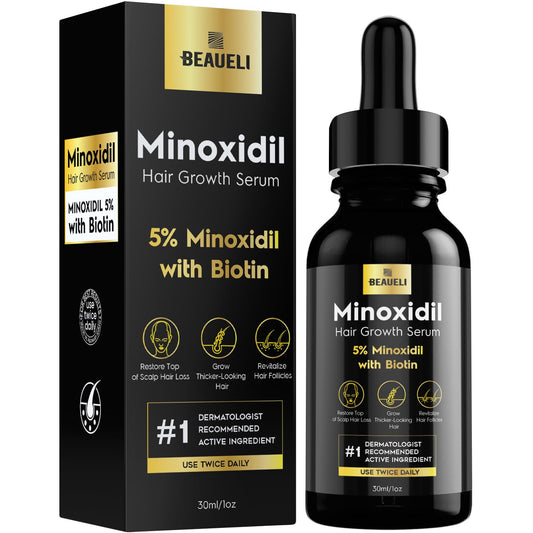 Hotbeaueli 5% Minoxidil for Men & Women Hair Growth, Beard Growth, Hair Loss Treatment, Unisex Adult 1oz