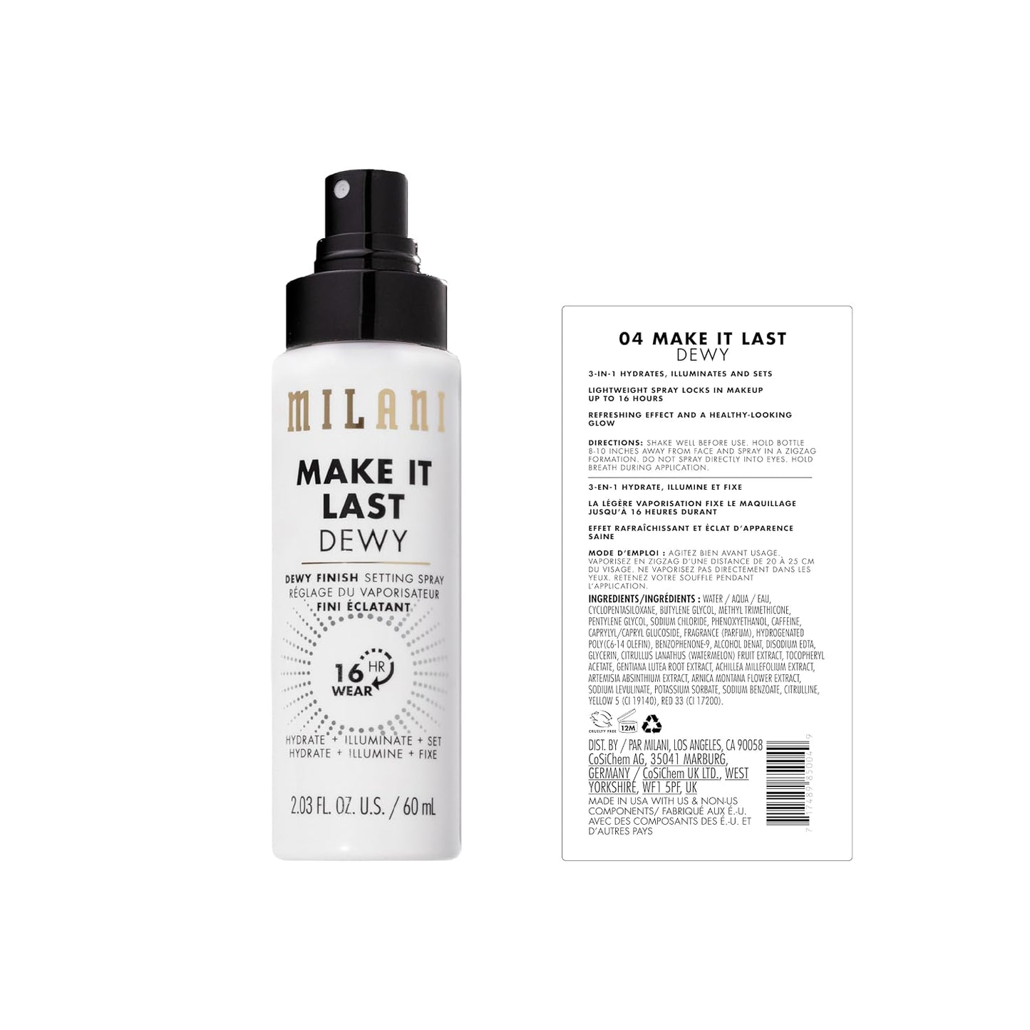HotMilani Setting Spray + Primer, Make It Last Dewy - Dewy Finish Moisturizing Formula for Glow on the Go, Setting Spray for Makeup and Face Primer, Prime + Set + Hydrate, 2.03 Fl. Oz