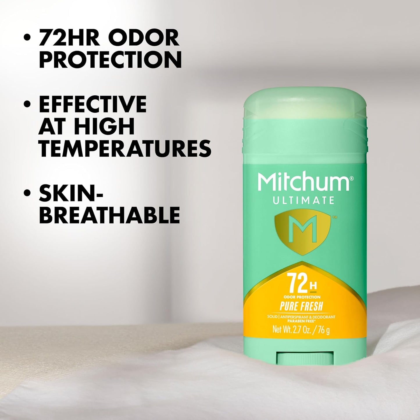 HotMitchum Ultimate 72HR Odor Protection Women’s Antiperspirant & Deodorant, Long-Lasting Freshness, Invisible Solid, No White Residue Left on Skin, Pure Fresh, 2 pack