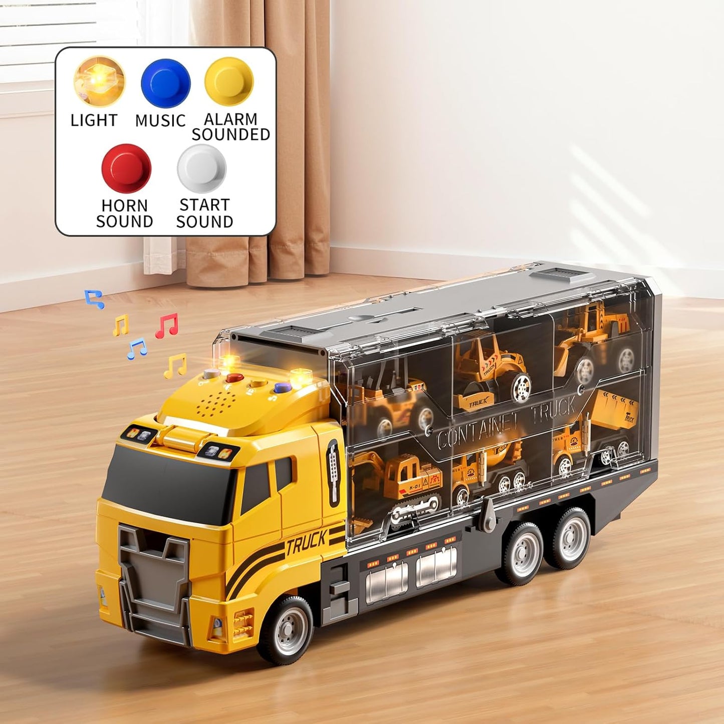 HotNIPLOOOW Toddler Boys Construction Truck Vehicle Toy Set with Play Mat and Die-Cast Toy Car, Transport Carrier Truck for Kids 3-5, Birthday Gifts Toys for 3-8 Year Old Boys