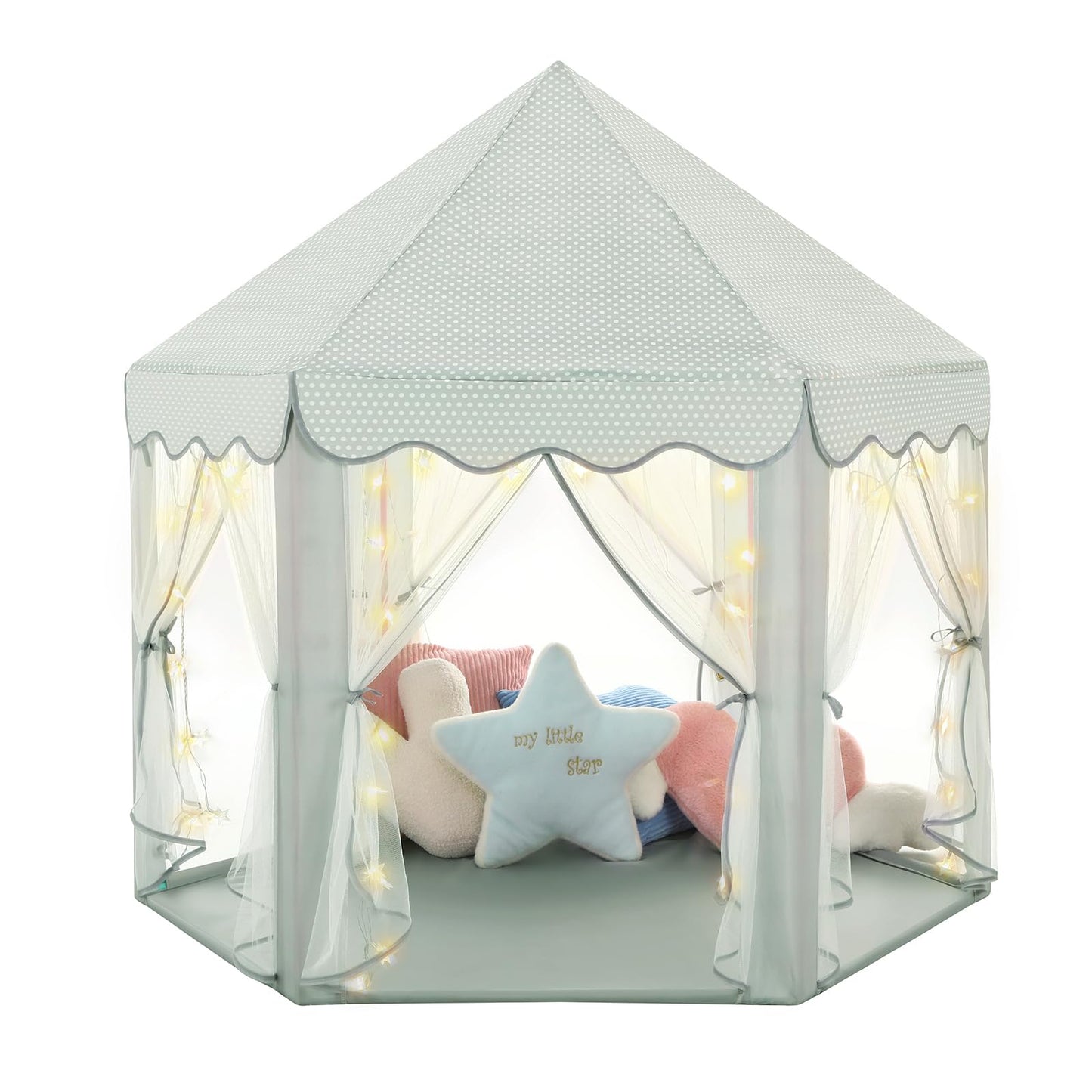 HotMonobeach Princess Tent Girls Large Playhouse Kids Castle Play Tent with Star Lights Toy for Children Indoor and Outdoor Games, 55'' x 53'' (DxH)