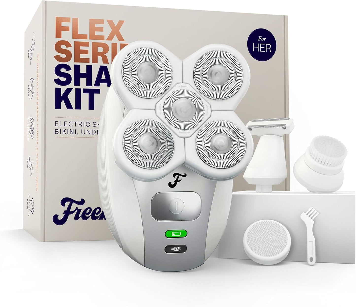 HotFreebird FlexSeries Electric Razor for Women - Silk Smooth Legs, Body Hair, & Pubic Shaver - for Private Area, Sensitive Skin, Bikini Trimmer