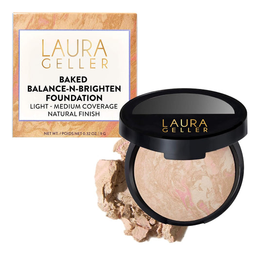 HotLAURA GELLER NEW YORK Award-Winning Baked Balance-n-Brighten Color Correcting Powder Foundation – Handmade in Italy – Buildable Coverage, Matte Finish – For Mature & Sensitive Skin – 01 Porcelain