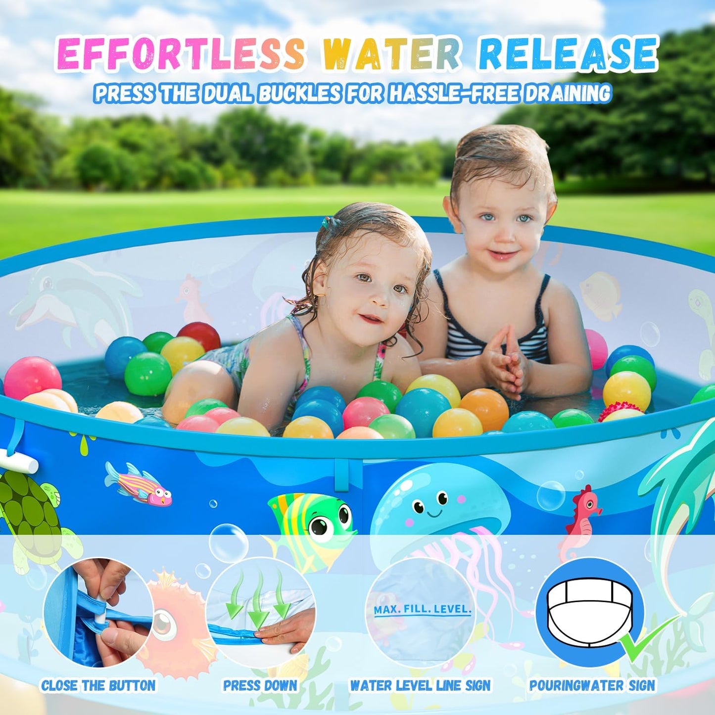 Hot Baby Pool with Canopy Foldable Kiddie Pool with Sun Shade Pools for Toddlers Baby Beach Essentials Pop Up Tent Swimming Wading Pools Portable Summer Water Play for Indoor Outdoor Beach Backyards