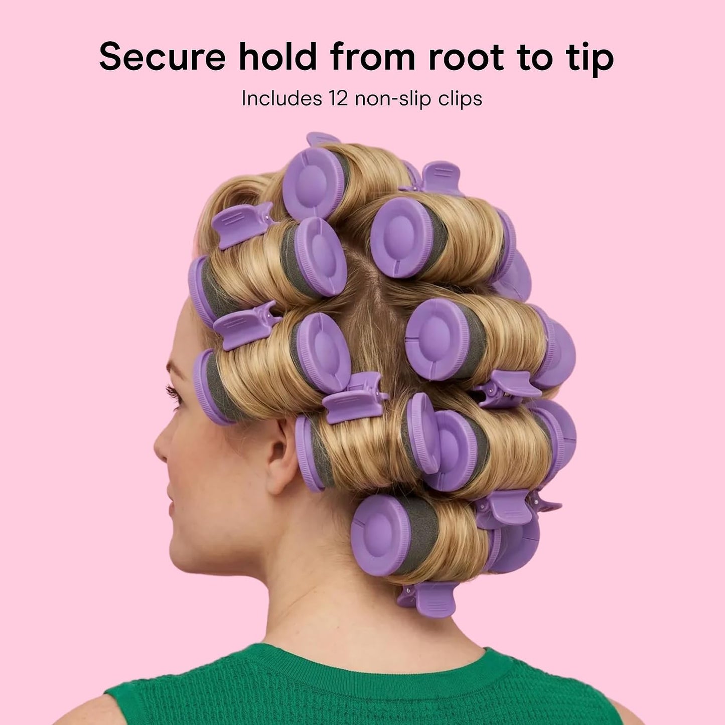 HotConair Ceramic Hot Rollers, 1 3/4" & 1 1/2" Rollers, Lavender, 12 Count | Heated hair rollers in 2 jumbo sizes heat in 85 seconds to create long-lasting volume on shoulder-length hair and beyond