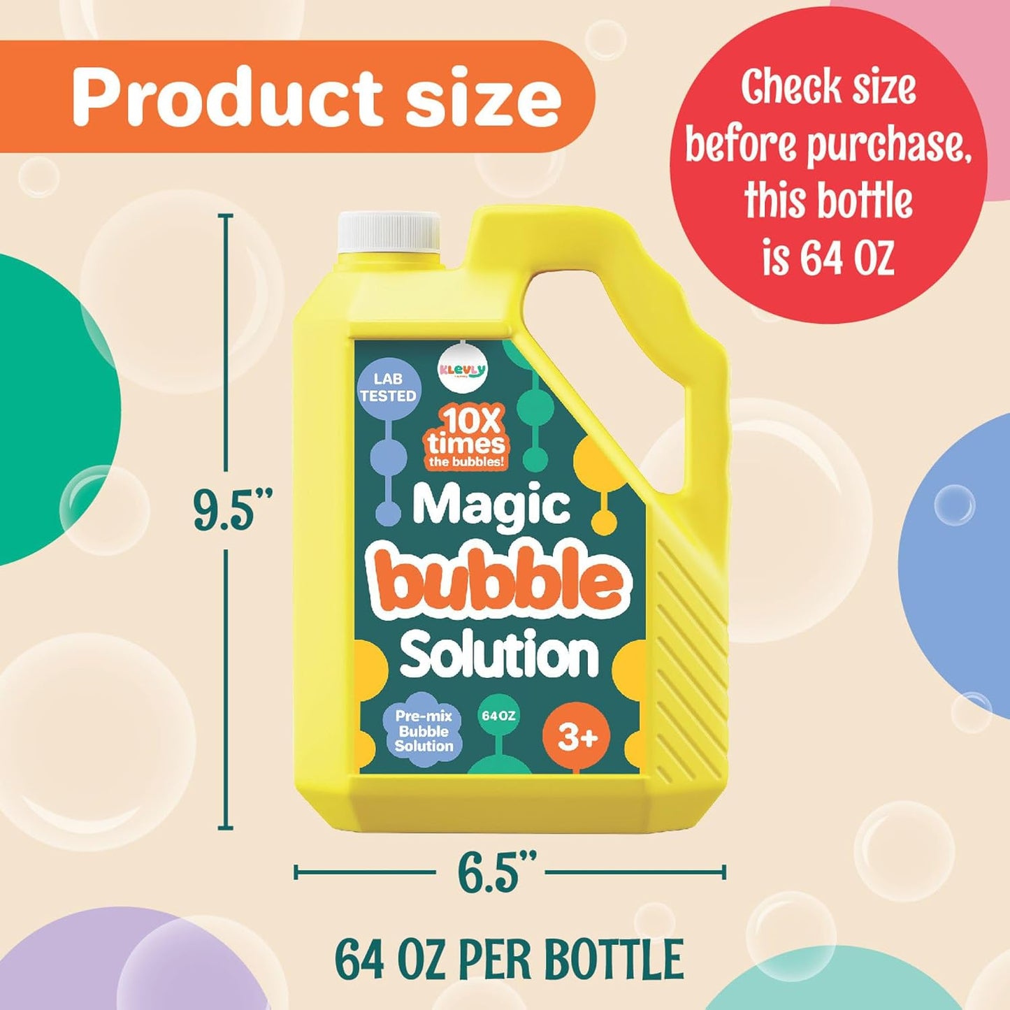 Hot64 oz Iridescent Bubble Solution Refill | Non-Toxic Pre-Mix Bubble Refill Solution No Mixing or Measuring Required | Bubbles for Kids | Bubbles Bulk | Bubble Machine Solution | Giant Bubble Solution