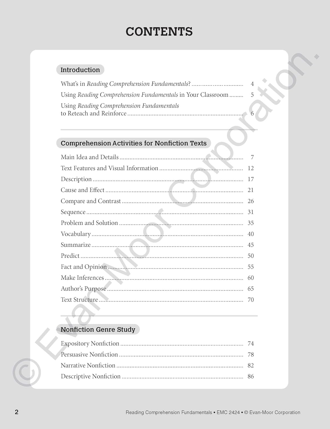 Hot Evan-Moor Reading Comprehension Fundamentals, Grade 4 Teacher's Edition - Supplemental Teaching Resource for Reading