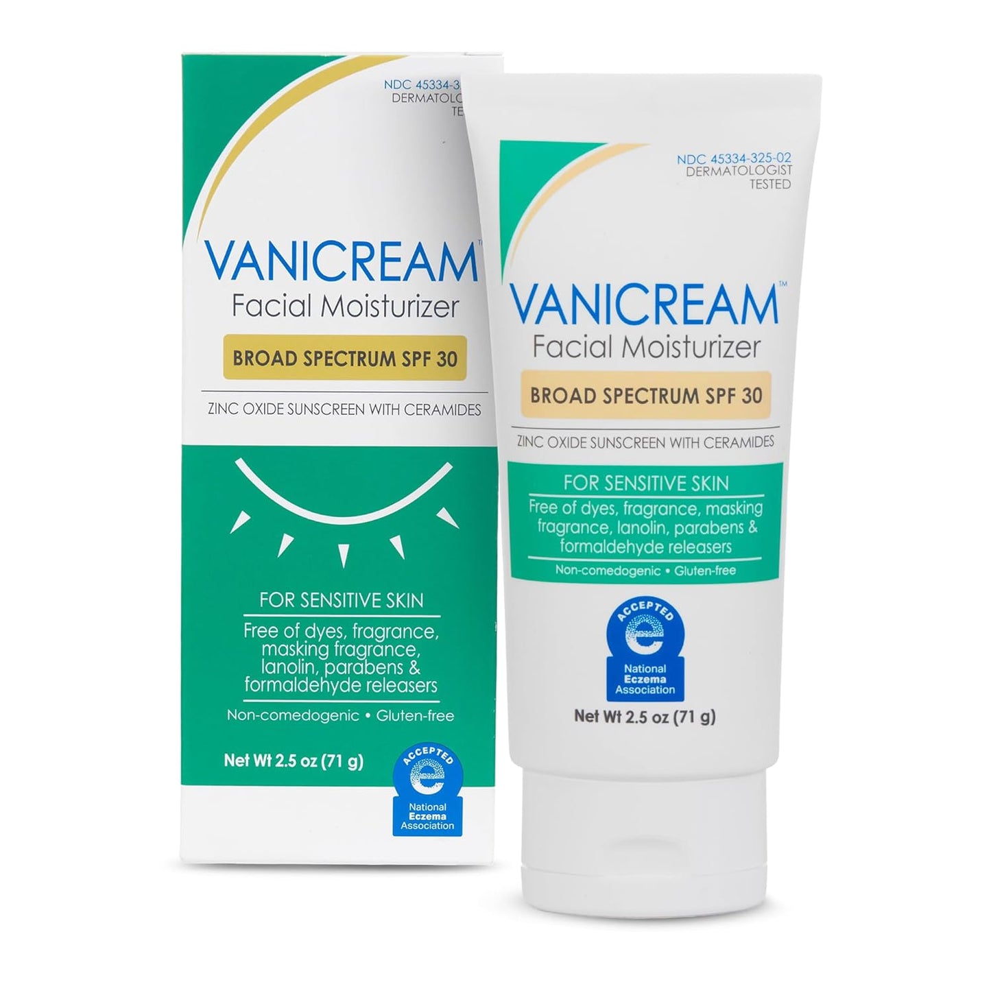 HotVanicream Facial Moisturizer SPF 30, 2.5 Fl Oz, Formulated without Common Irritants for Sensitive Skin, Zinc Oxide Mineral Sunscreen, Provides Broad Spectrum Protection from UVA/UVB Rays