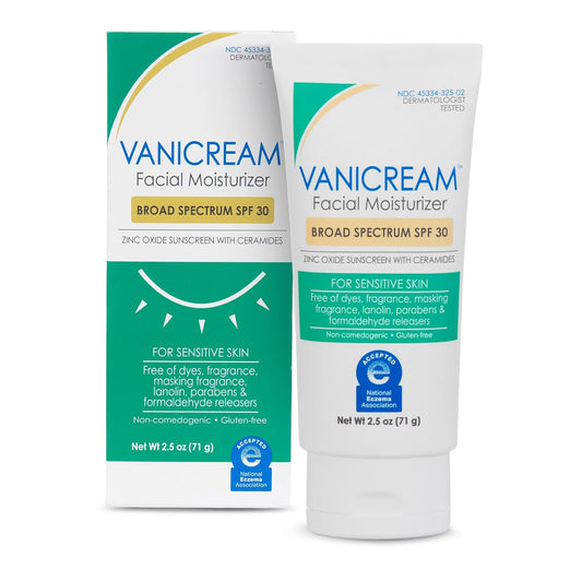 HotVanicream Facial Moisturizer SPF 30, 2.5 Fl Oz, Formulated without Common Irritants for Sensitive Skin, Zinc Oxide Mineral Sunscreen, Provides Broad Spectrum Protection from UVA/UVB Rays