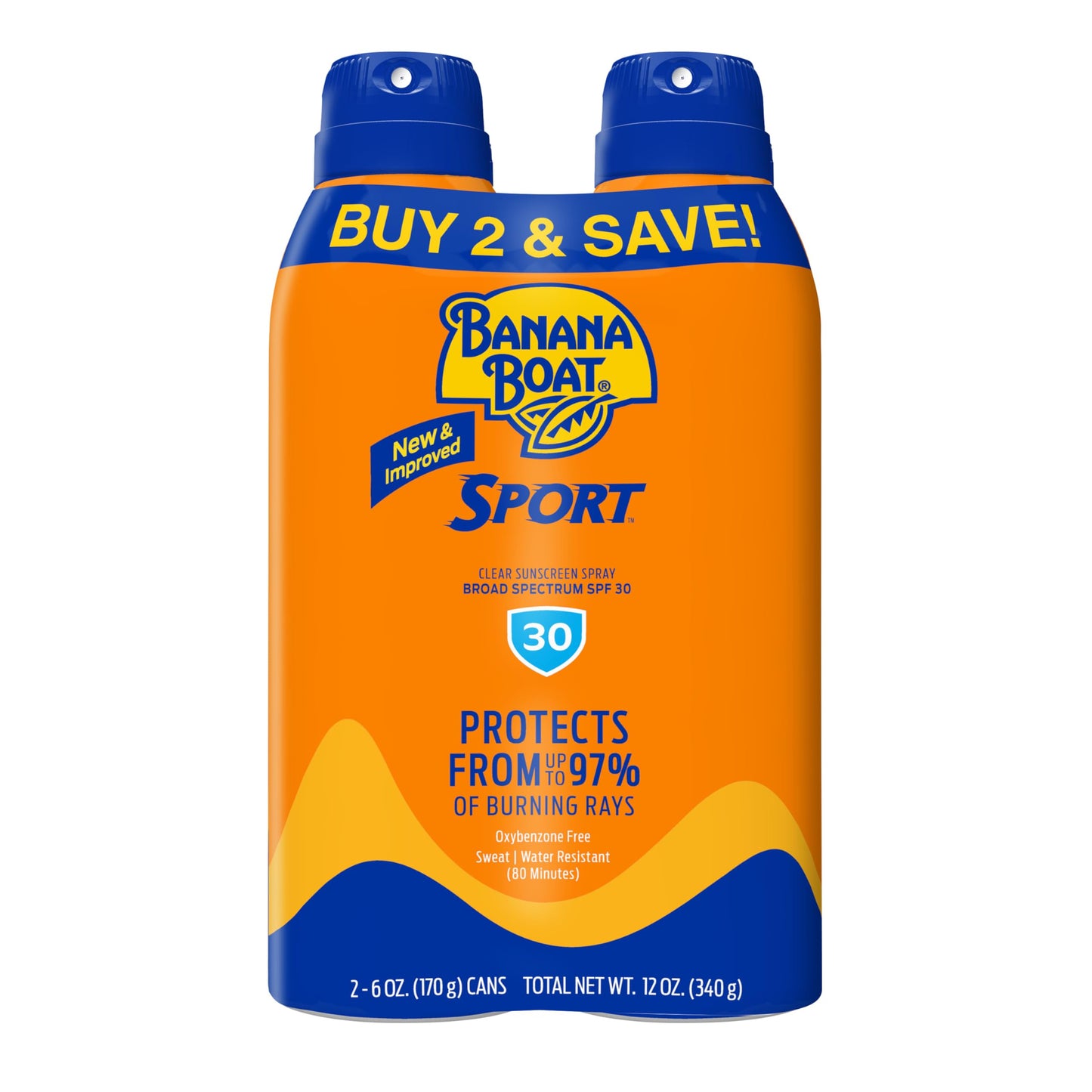 HotBanana Boat Sport Ultra SPF 30 Sunscreen Spray | Banana Boat Sunscreen Spray SPF 30, Water Resistant, Oxybenzone Free, 6oz each Twin Pack