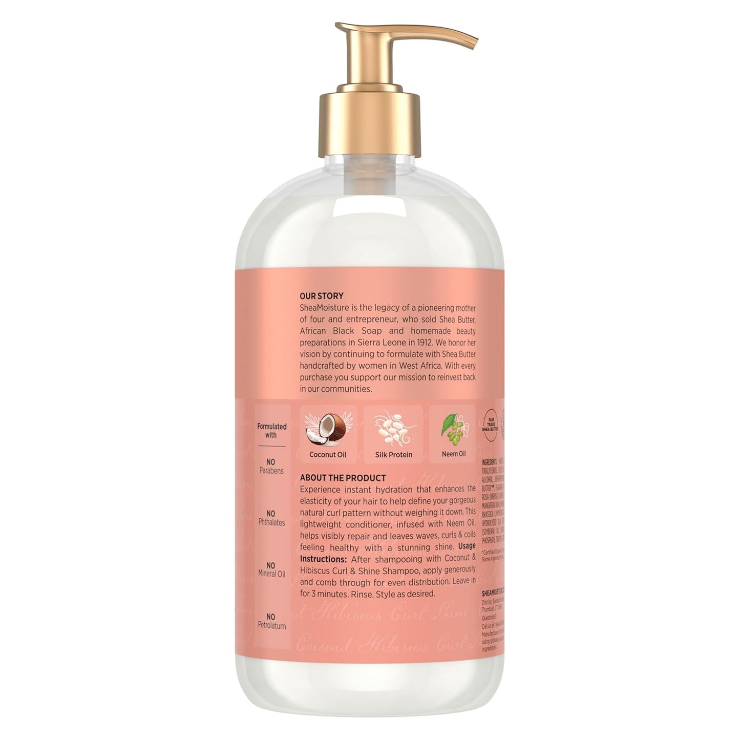 HotShea Moisture Curl & Shine Conditioner Coconut & Hibiscus, for Thick, Curly Hair, to Moisturize & Soften, 24 Fl oz