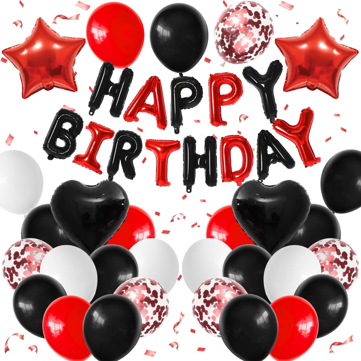 HotNavy Blue and Black Birthday Decorations for Men,Blue Black White Balloons Happy Birthdays Balloon Banner Silver Confetti Balloons for Men Boy Girls Women Adults Birthday Party Decorations