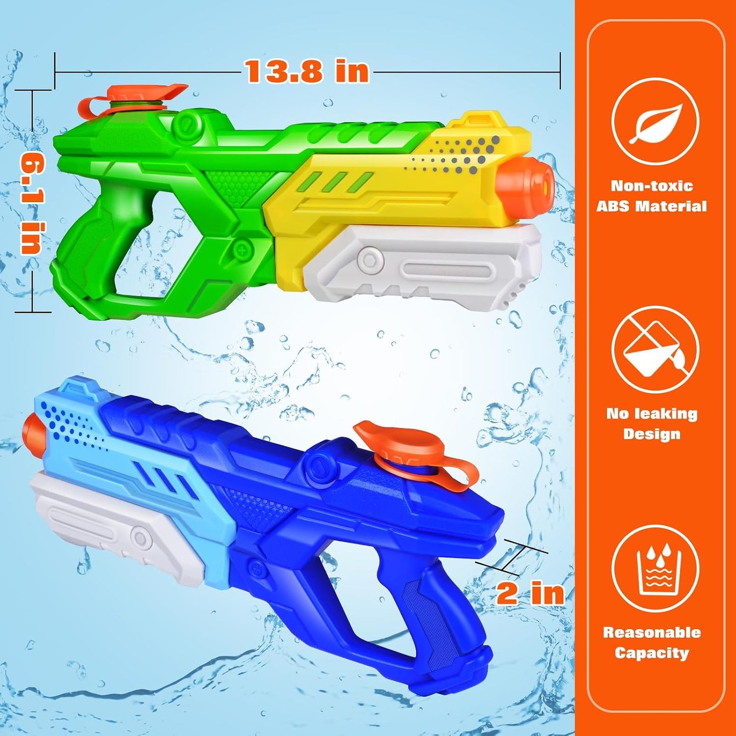 Hot Quanquer 600cc Water Guns for Kids & Adults - 6 Pack Super Squirt Blasters Soaker with Long Range, High Capacity Pump Action, Summer Swimming Beach Outdoor Water Fighting Play Pool Toys for Boys Girls