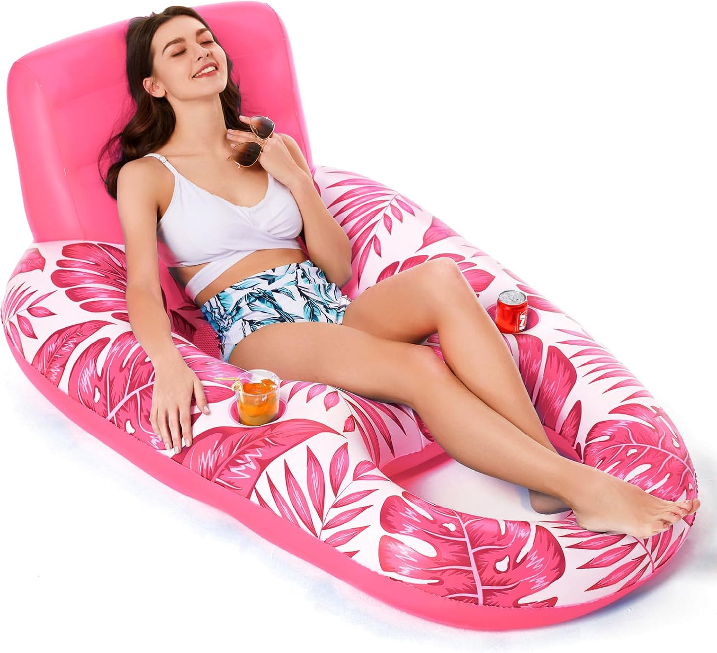 HotJasonwell Inflatable Pool Float Adult - Pool Floaties Lounger Floats Raft Floating Chair Water Floaties for Swimming Pool Lake Lounge Float with Cup Holders Beach Pool Party Toys for Adults