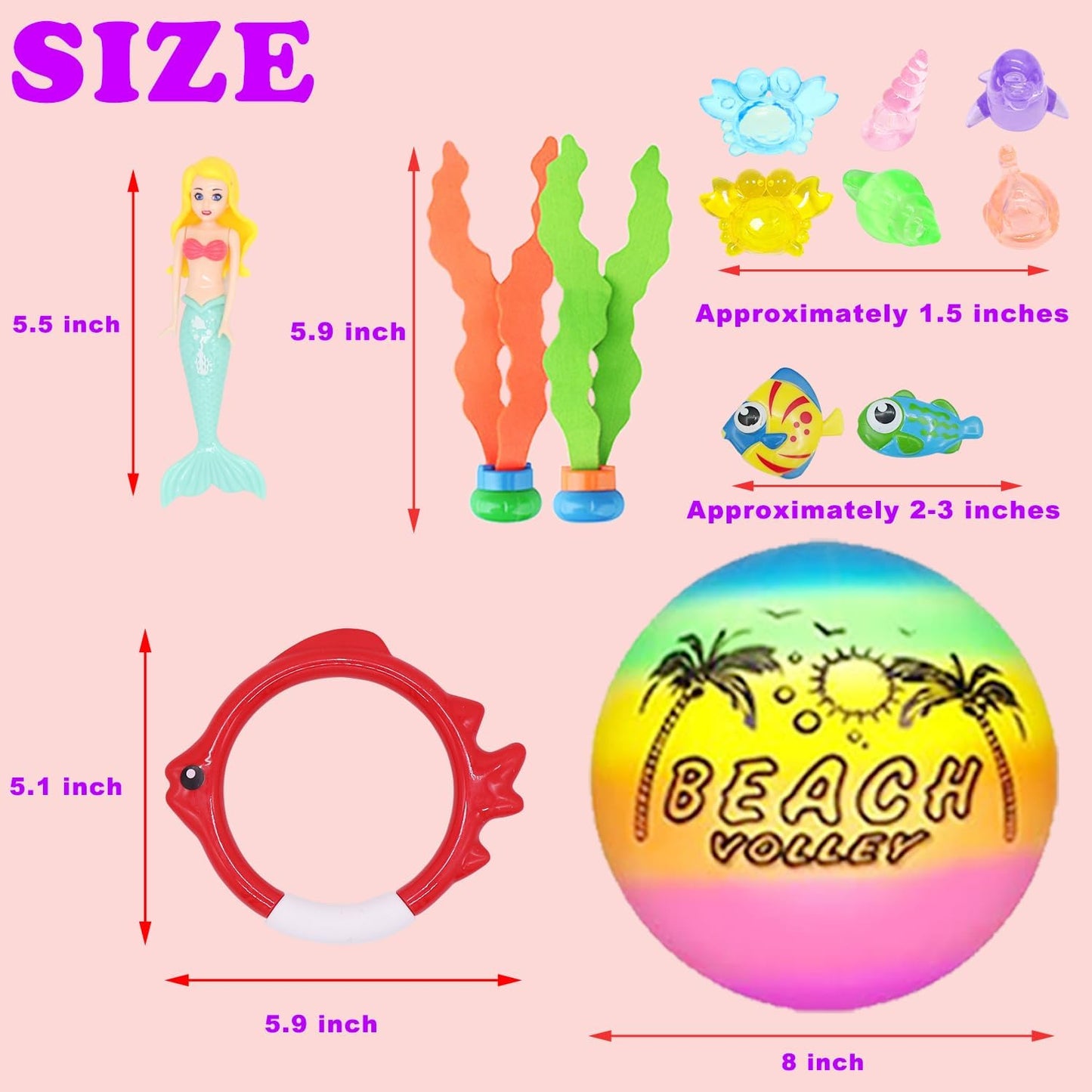 Hot18 Pcs Diving Pool Toys for Kids Ages 3-12 Set with Storage Bag,Pool Games Summer Swim Water Sinking Mermaid Toys