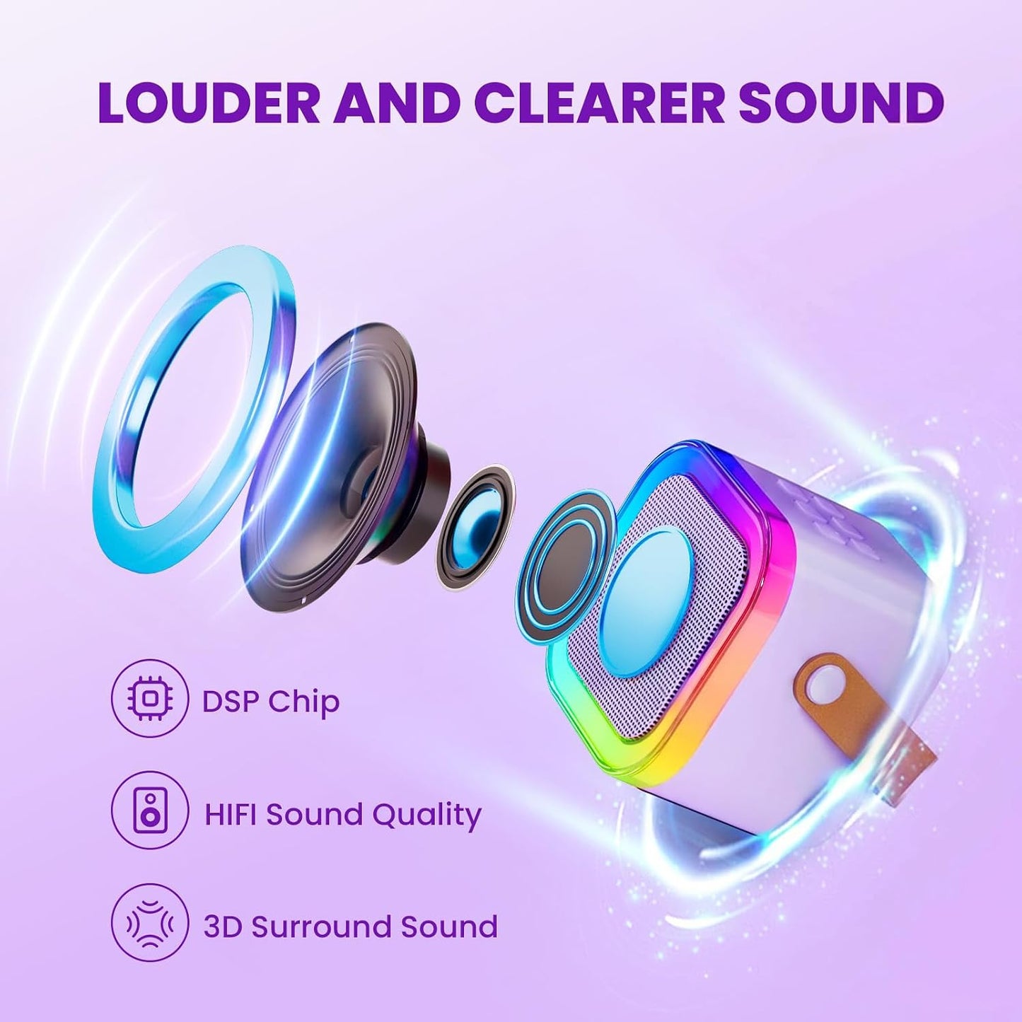HotIROO Mini Karaoke Machine for Kids, 2026 TOP Toys Birthday Gifts Ideas for Girls Ages 4, 5, 6, 7, 8, 9, 10, 12+ Years Old, Portable MP3 Player with 2 Wireless Mics for Family Home Party