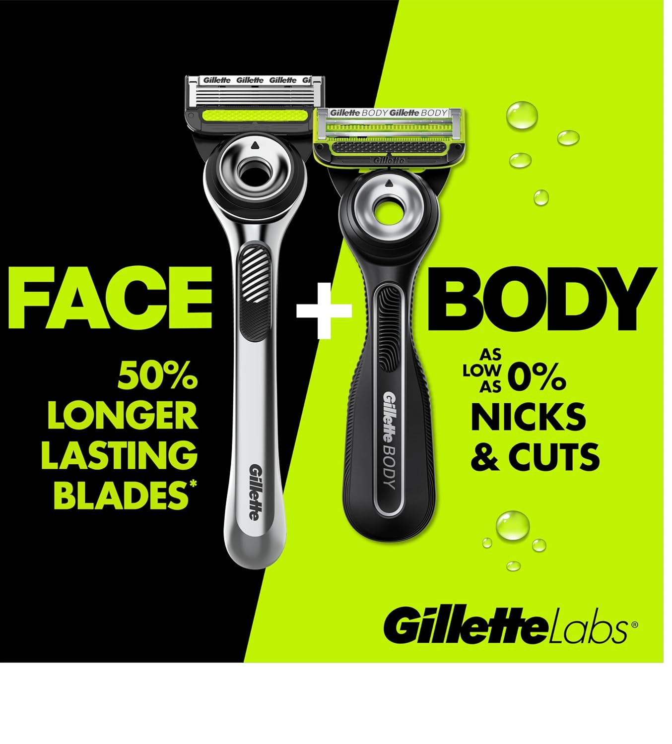 HotGillette Labs Body + Intimate Razor For Men, Handle + 4 Blade Refills, Travel Cover