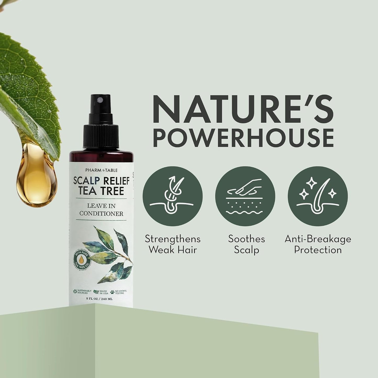 HotLeave In Conditioner Spray - Tea Tree Scalp Treatment | Anti-Dandruff and Dry & Itchy Scalp, Hydrating & Medicated Formula for Psoriasis and Scalp Care - Detangles & Nourishes Hair.