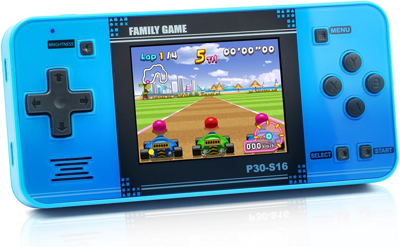 HotHandheld Game for Kids -Preloaded 220 Retro Video Games, Portable Gaming Player with Rechargeable Battery 3.0" LCD Screen, Mini Arcade Electronic Toy Gifts for Boys Girls (Blue)