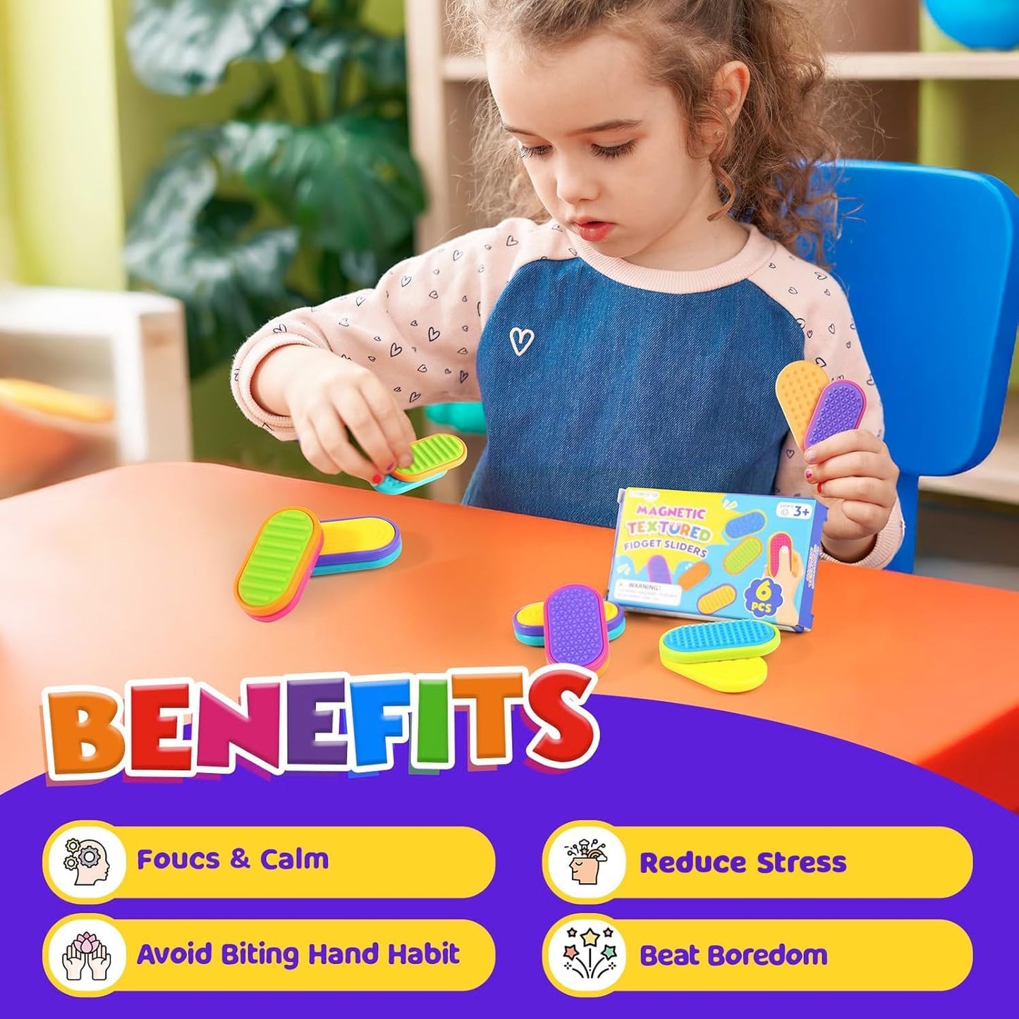 Hot Sensory Fidget Magnet Toys for Kids: Silicone Magnetic Sliders Stress Fidgets for Autism, Stress Small Texture Fidget Toys for Classroom Prizes, Adults Office Desk / Portable Travel Must Haves, Gifts
