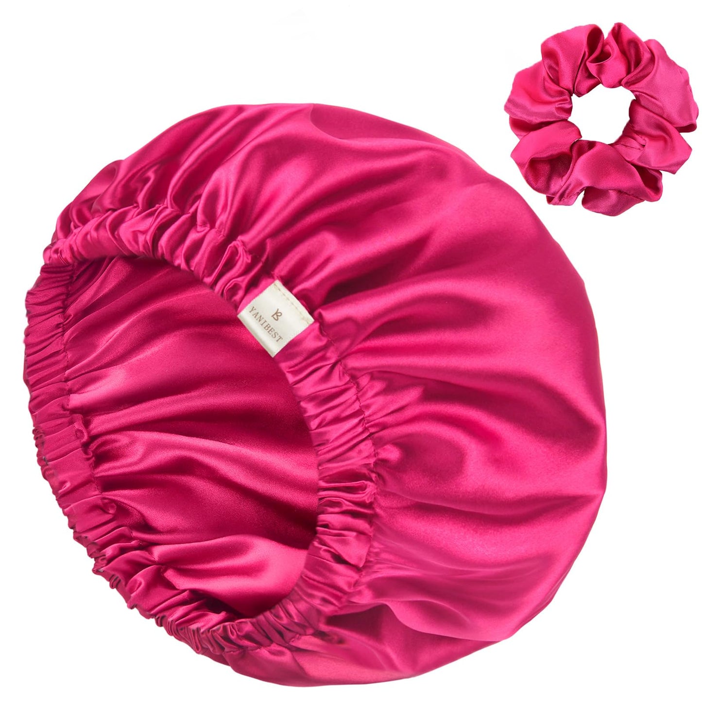 HotYANIBEST Adjustable Satin Bonnet Double Layer Hair Bonnet for Sleeping Bonnets for Women Hats Curly Natural Hair, Blush Pink | Double Layer, Reversible Bonnet, Natural Curly Coily, Maintain Moisture, Soft Adjustable Elastic Band Sleep Cap