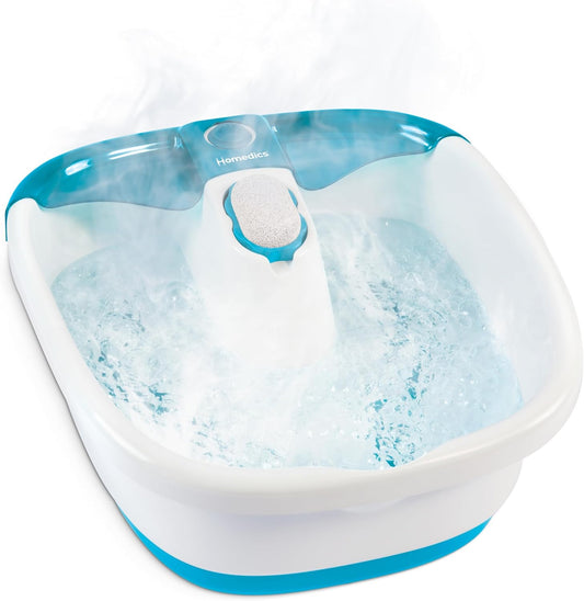 HotHomedics Bubble Mate Foot Spa, Toe Touch Controlled Foot Bath with Invigorating Bubbles and Splash Proof, Raised Massage Nodes and Removable Pumice Stone