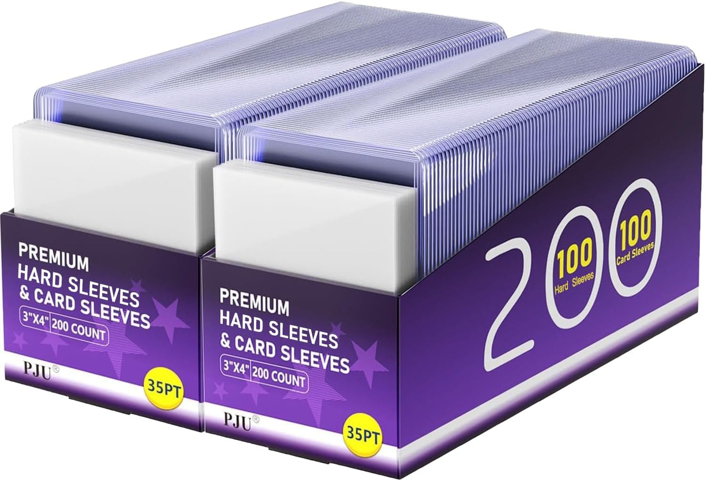 Hot400 Card Sleeves Hard Plastic, Premium Baseball Card Sleeves, 3" x 4" Trading Cards Holder, Sports Football Game Cards Protectors Top Cases (200 Hard Sleeve + 200 Soft Sleeve)
