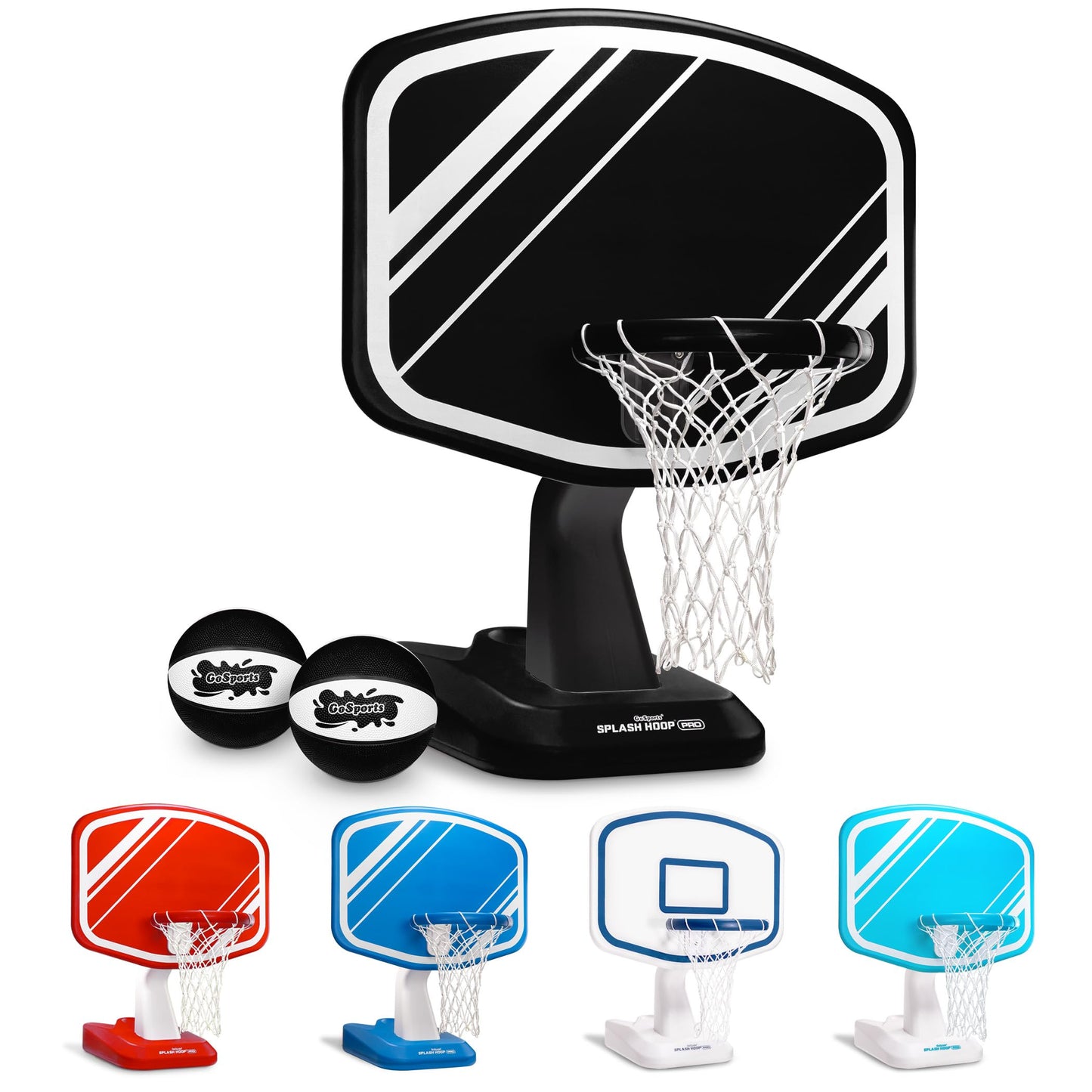 HotGoSports Splash Hoop PRO Pool Basketball Game – Modern Poolside Basketball Hoop with Backboard, Ball & Pump – Swimming Pool Basketball Hoop for Inground & Above Ground Pools