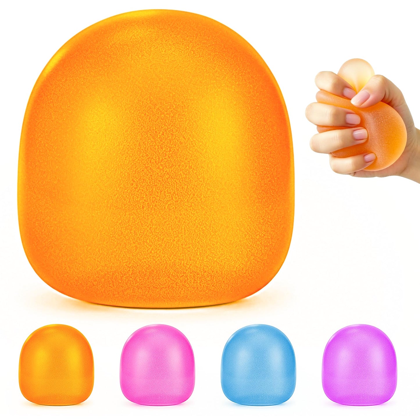 Hot Stress Balls-Gumdrop Squishy Stress for Kids and Adults, Super Solid Squeeze Ball, Sensory for Stress Relief, Birthday, Easter Basket Stuffers and Party Favors (Blue)