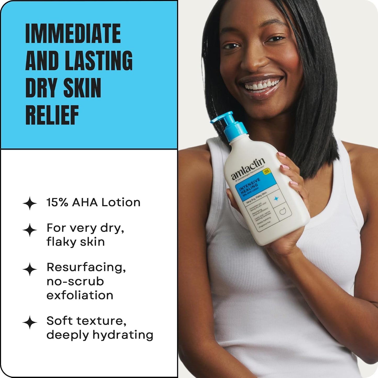 HotAmLactin Intensive Healing Body Lotion, 15% Lactic Acid, 14.1 oz | 15% body lotion with lactic acid and ceramide 3 exfoliates and deeply moisturizes extremely dry skin for smoother skin.