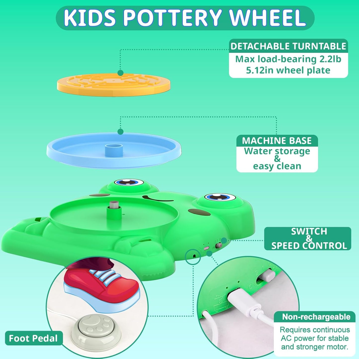 HotAujazyble Pottery Wheel for Kids - Complete Pottery Painting Kit Arts and Crafts for Kids Ages 8-12 with 3 Pack Air Dry Clay Art Supplies Toys for Girls Boy Birthday Gift for 6 7 8 9 10 11 12+