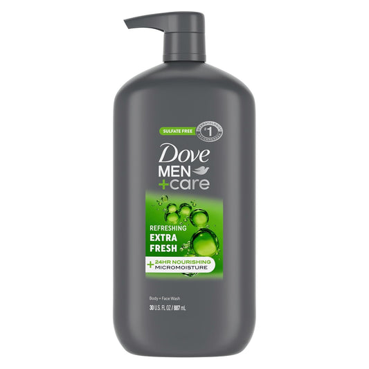 HotDOVE MEN + CARE Body and Face Wash Refreshing Extra Fresh Men's Body Wash with 24-Hour Nourishing Micromoisture Technology 30 oz