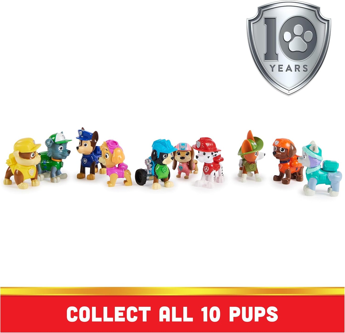 HotPaw Patrol, 10th Anniversary, All Paws On Deck Toy Figures Gift Pack with 10 Collectible Action Figures, Kids Toys for Ages 3 and up