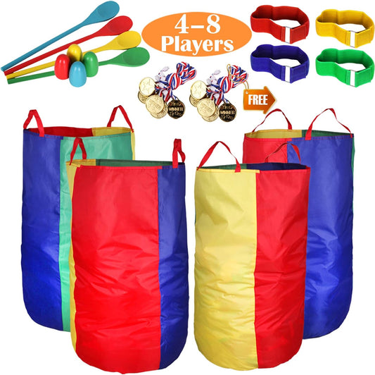 Hot CWLAKON Outdoor Games, Potato Sack Race Bags for Kids Adults, Egg Spoon Relay Race, 3 Legged Race Bands, Birthday Party, Field Day Family Reunion Carnival Outside Yard Lawn Easter Fall Festival Games