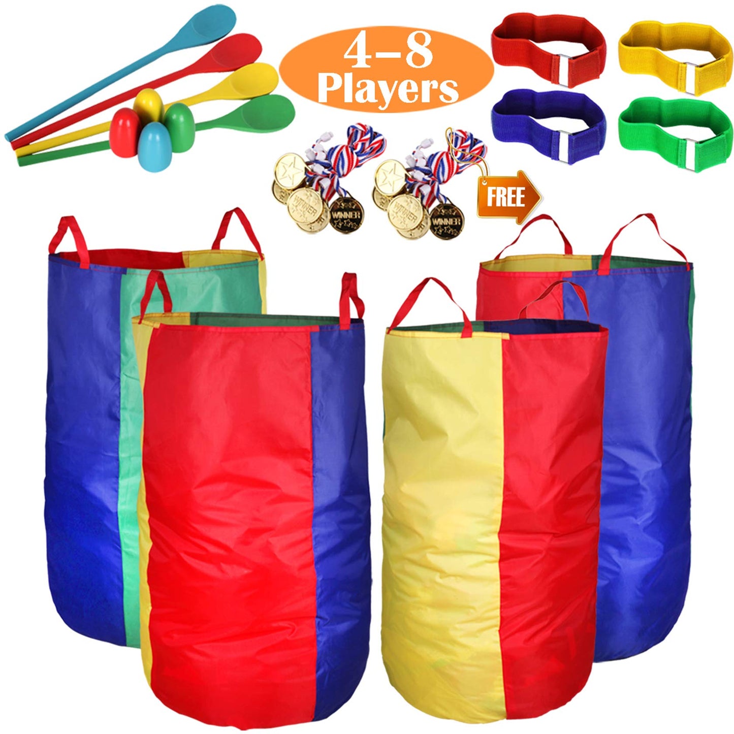 Hot CWLAKON Outdoor Games, Potato Sack Race Bags for Kids Adults, Egg Spoon Relay Race, 3 Legged Race Bands, Birthday Party, Field Day Family Reunion Carnival Outside Yard Lawn Easter Fall Festival Games