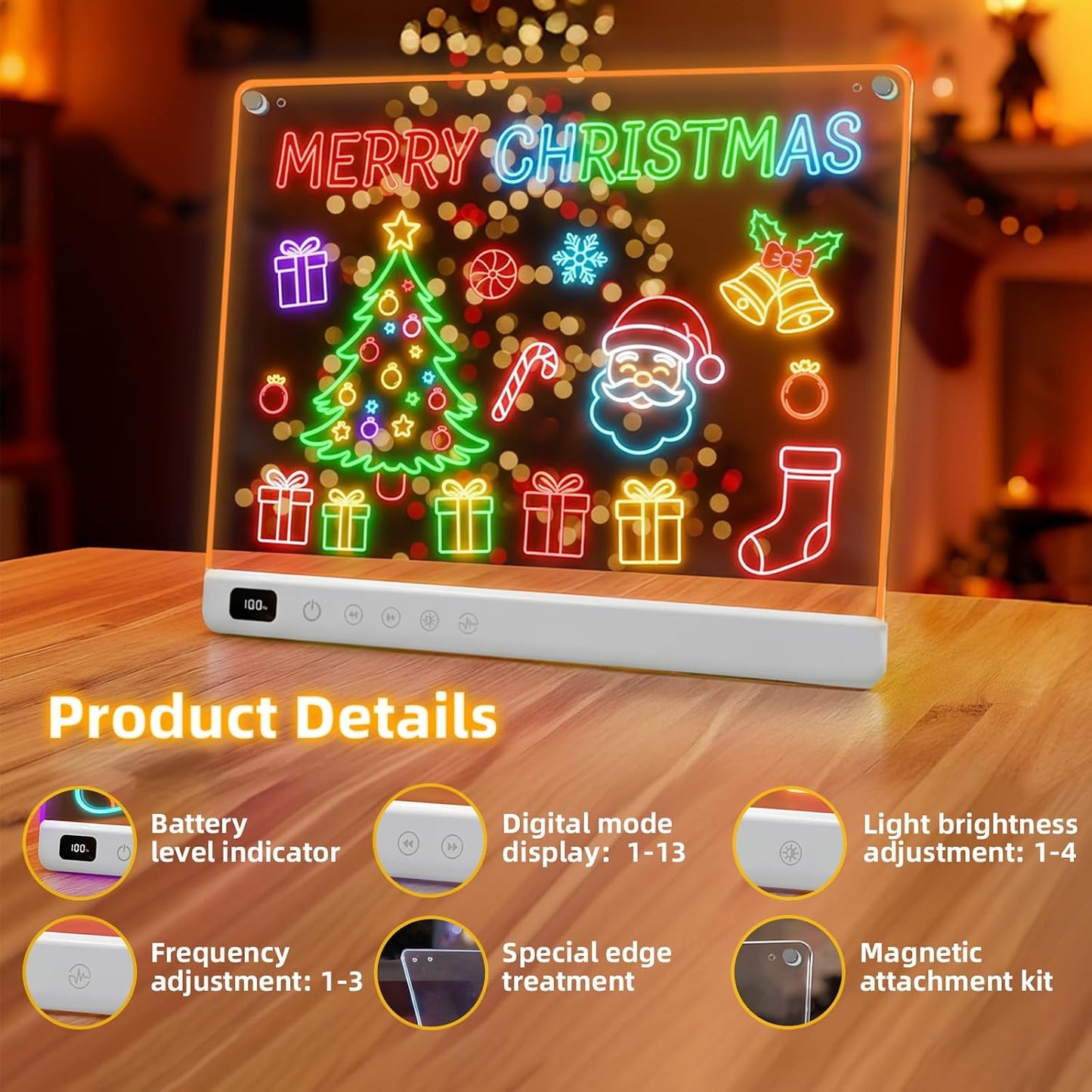 HotLed Drawing Board with 13 Light Effects, 16" Rechargeable Glow Doodle LED Note Board with Colors, Neon Light Up Drawing Tablet Gifts for Kids for Easter Birthday Christmas Gift Ideas