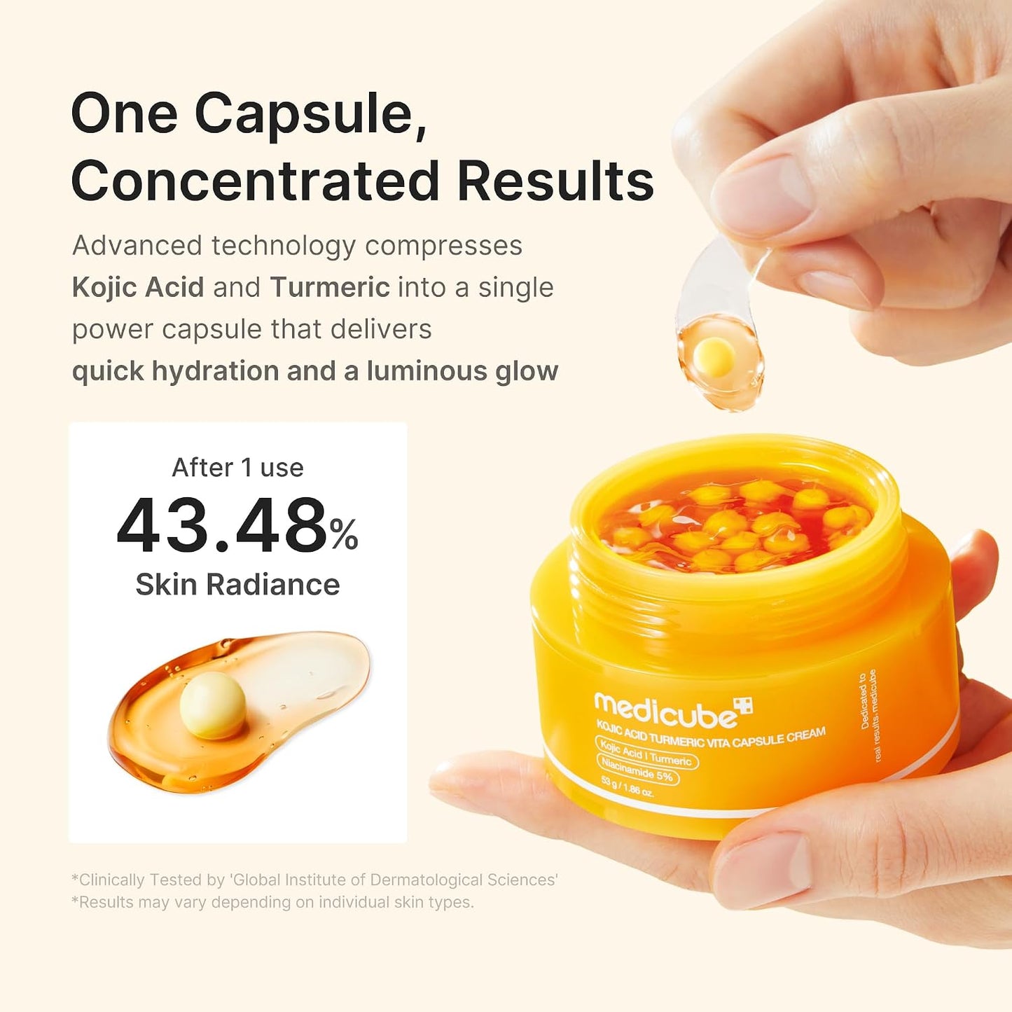 Hotmedicube Capsule Cream with Kojic Acid & Turmeric for Uneven Skin Tone | Tone Renewal & Radiance Care for troubled skin | Turmeric, Kojic, Vitamin C | Korean Skincare, 1.86 oz