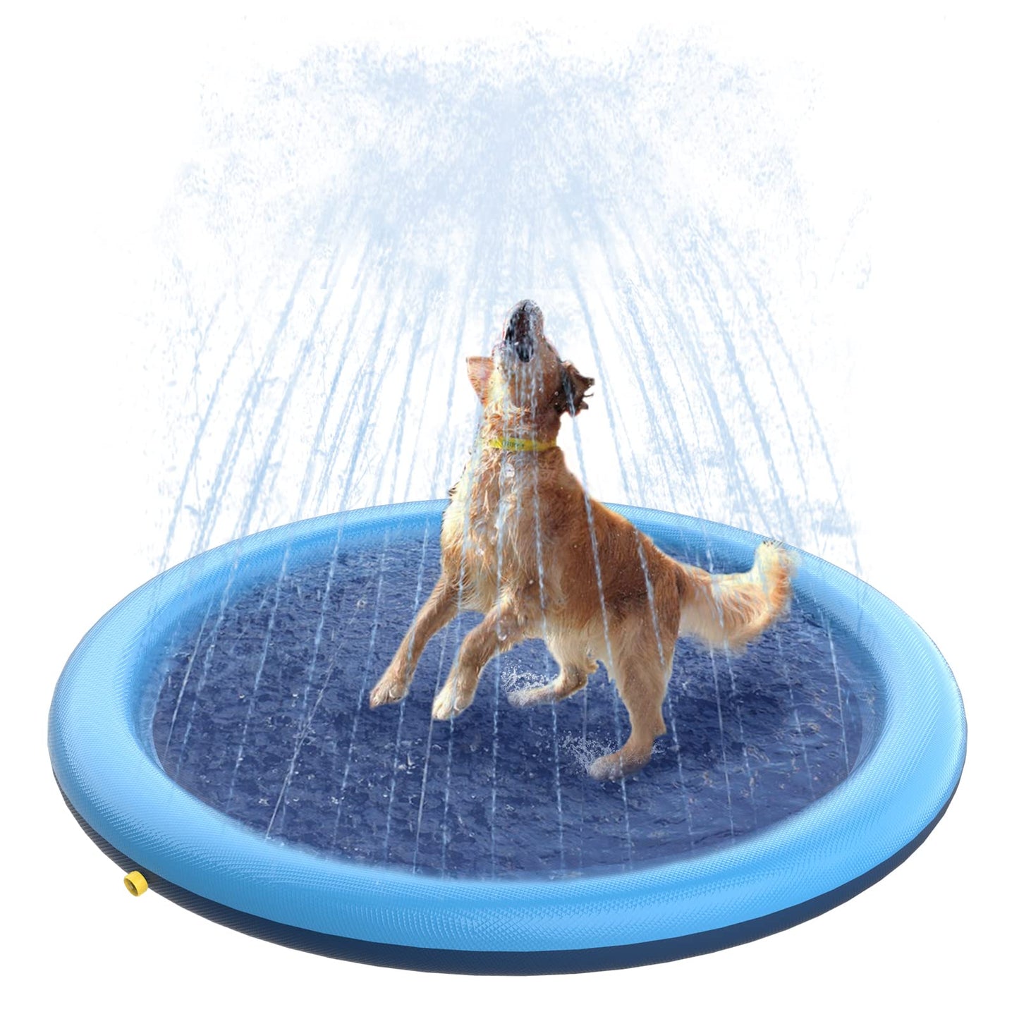 HotPeteast Splash Pad for Dogs & Kids - Anti-Slip Dog Pool for Large Dogs, 0.58 mm Thickened Durable Outdoor Water Play Mat, Summer Sprinkler Toy for Backyard (67in, Blue)