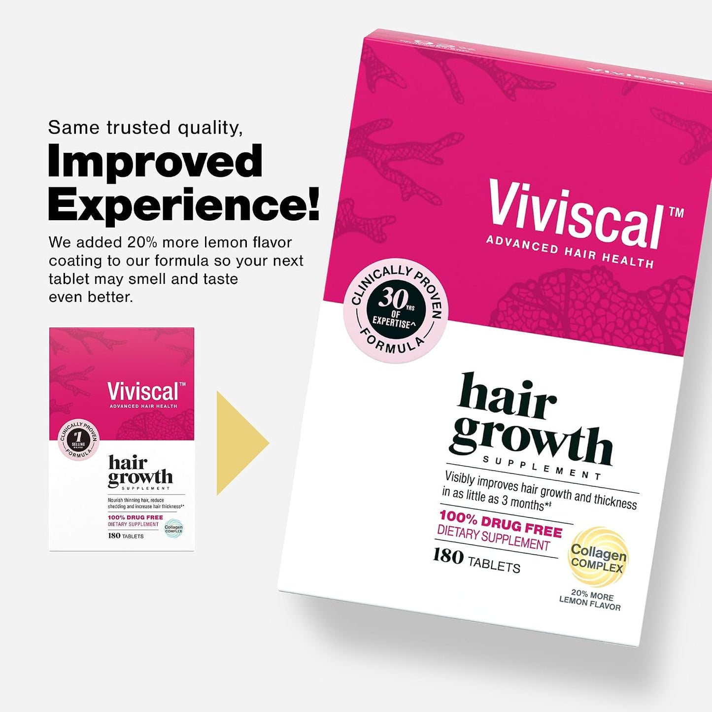 HotViviscal Hair Growth Supplements for Women, Thicker Fuller Hair Support for Thinning Hair and Hair Loss, with Biotin and Marine Collagen, Drug-Free, 180 Tablets, 90-Day Supply