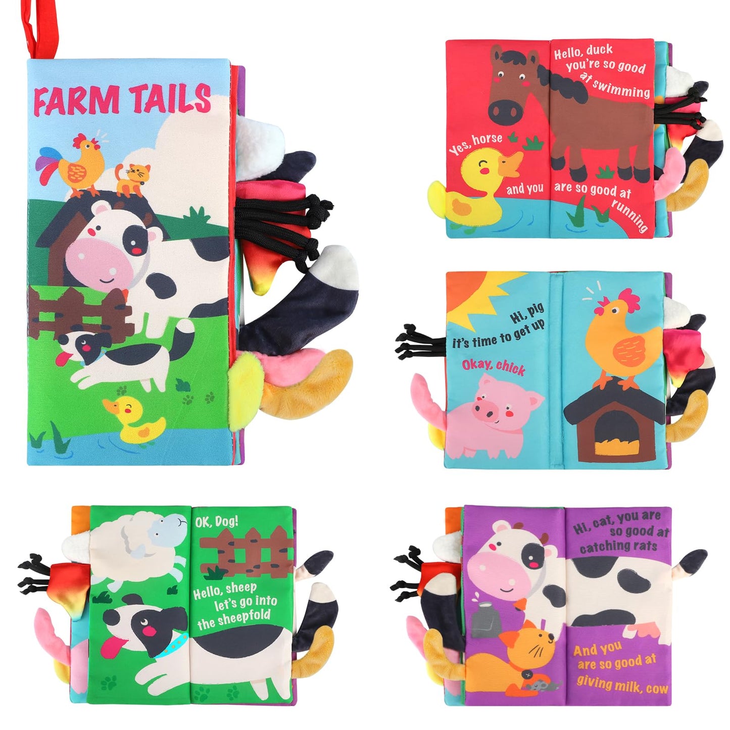 Hotbeiens Baby Books Toys, Touch and Feel Crinkle Cloth Book for Infant Baby 0-3-6-12-18 Months, Early Development Interactive Stroller Soft Toys, Newborn Gifts for Boys Girls