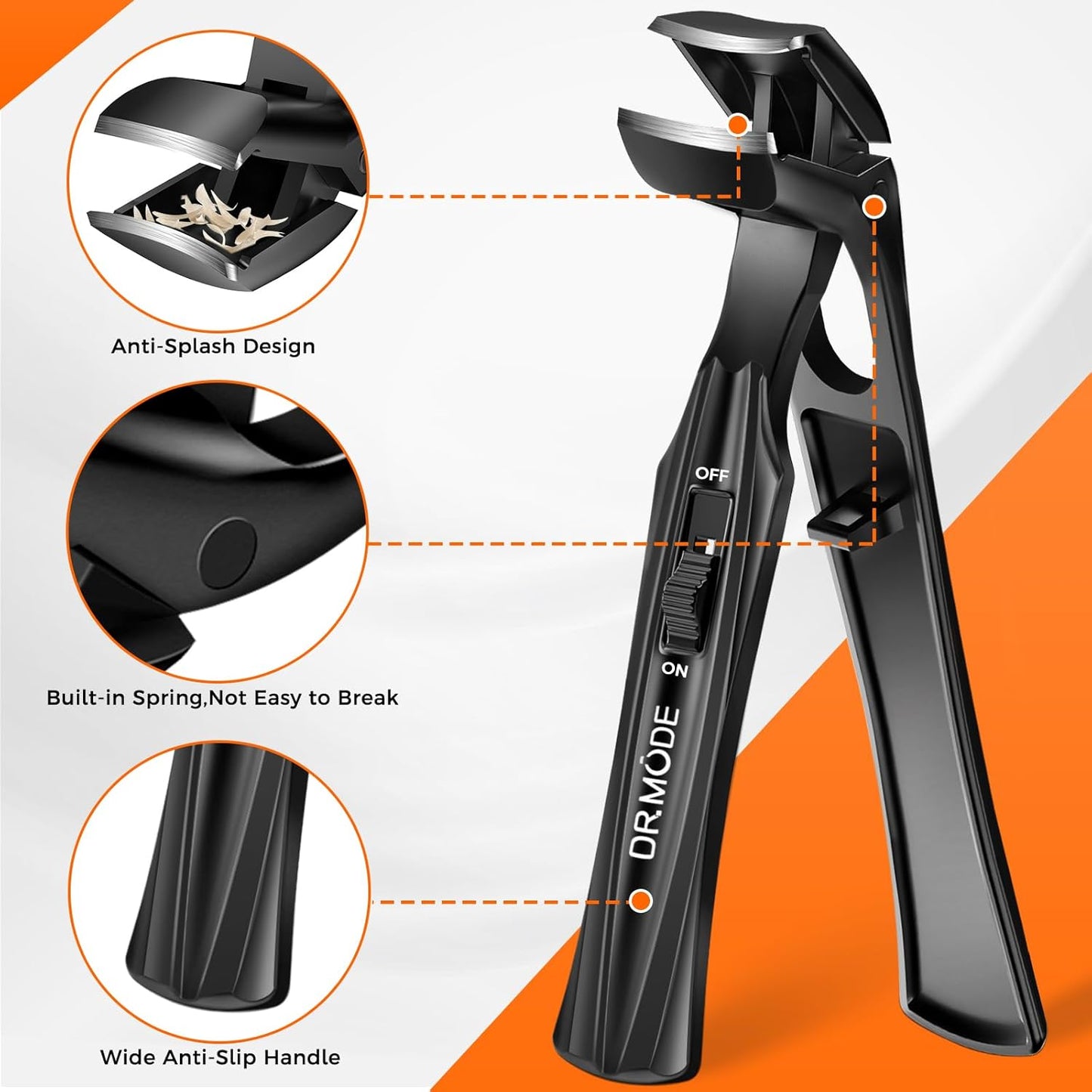 HotToenail Clippers for Seniors Thick Toenails, Upgrade Angled Head Large Toe Nail Clippers for Men with Wide Jaw Opening, Sharp Heavy Duty Fingernail Clipper Cutter with Catcher Long Handle -Black