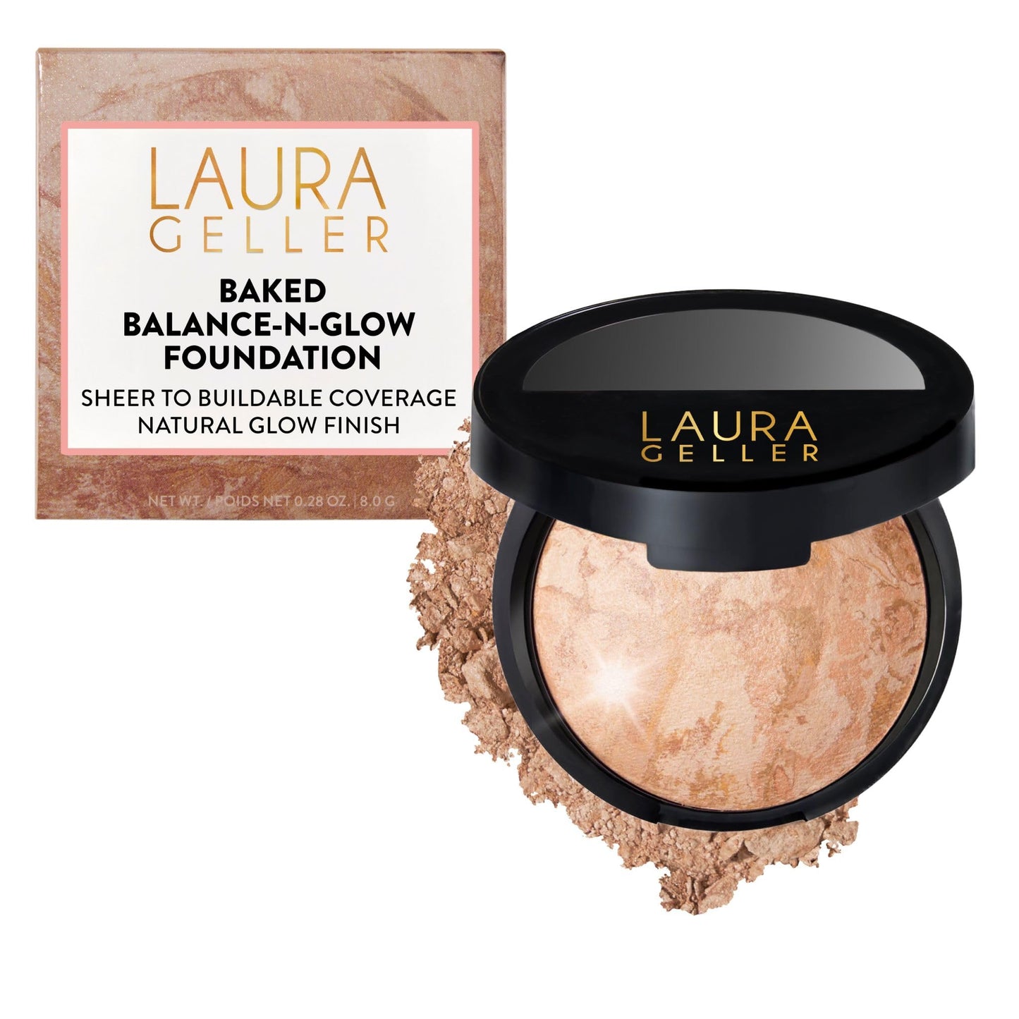 HotLAURA GELLER NEW YORK Baked Balance-n-Glow Illuminating Powder Foundation – Light – Handmade in Italy – Pearl-Infused Satin Finish – Vitamin C Brightening – Buildable Sheer Coverage – For Mature Skin