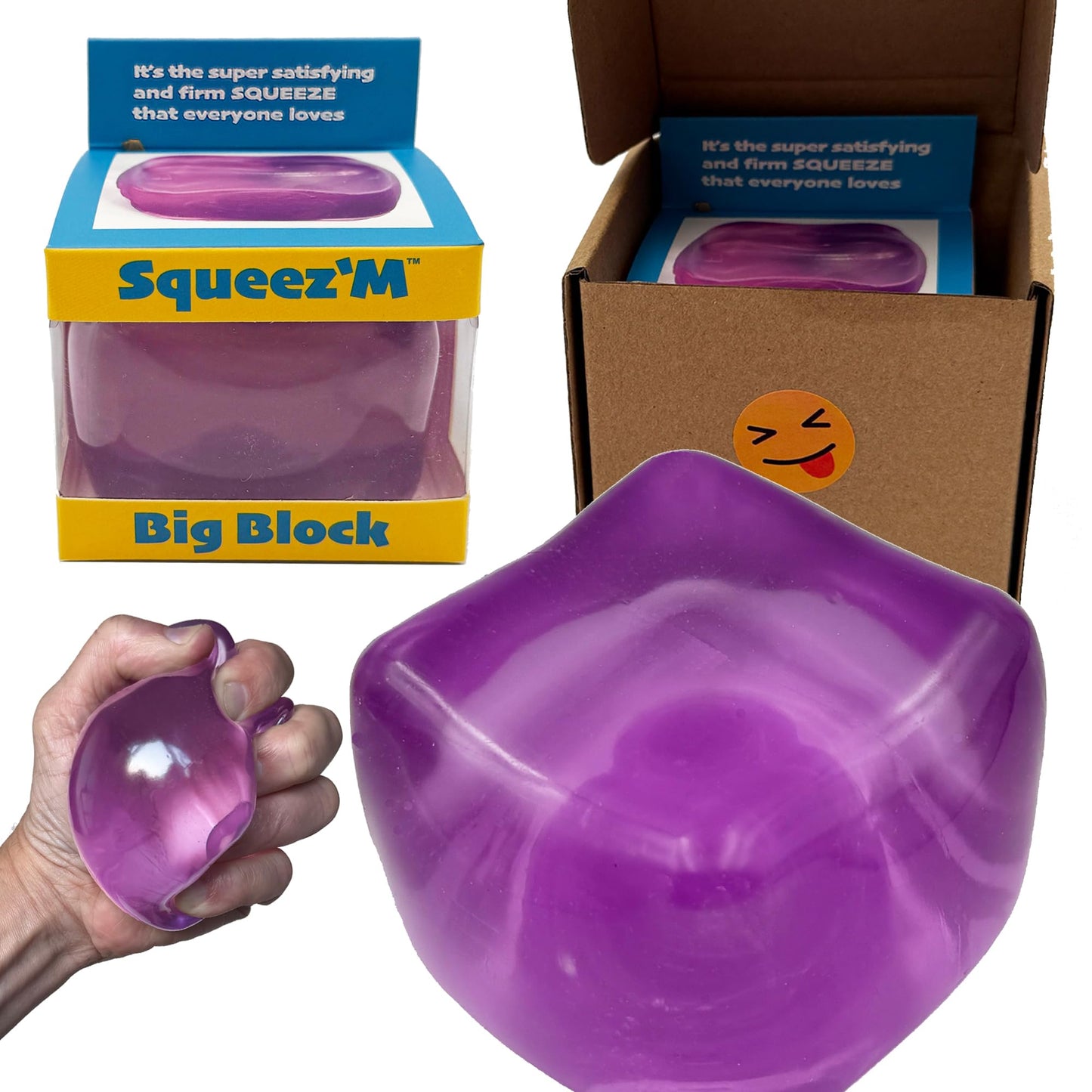 HotOriginal Big Block Premium Stress Cube, Squishy Fidget Toy, Kids & Adults | Non-toxic ASTM certified, US family-owned, easy replacement, jumbo sensory squeeze cube for stress relief & focus