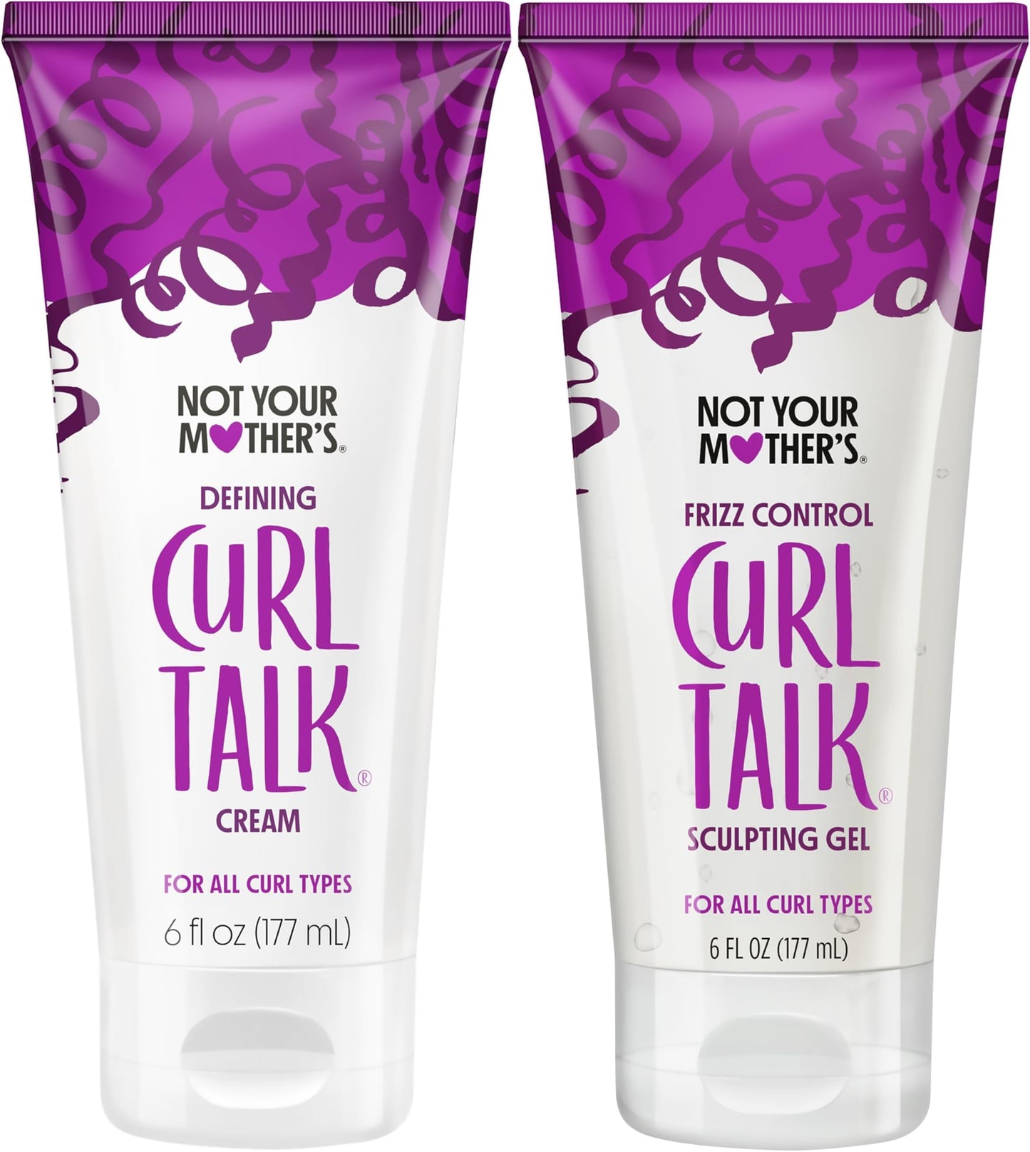 HotNot Your Mother's Curl Talk Frizz Control Sculpting Gel & Defining Cream (2-Pack) - 6 fl oz Each - Tames Hair Frizz & Maximizes Definition - For All Curly Hair Types