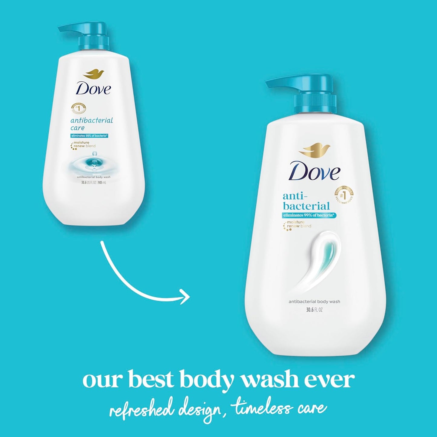 HotDove Body Wash with Pump Antibacterial For All Skin Types Protects from Dryness 30.6 oz