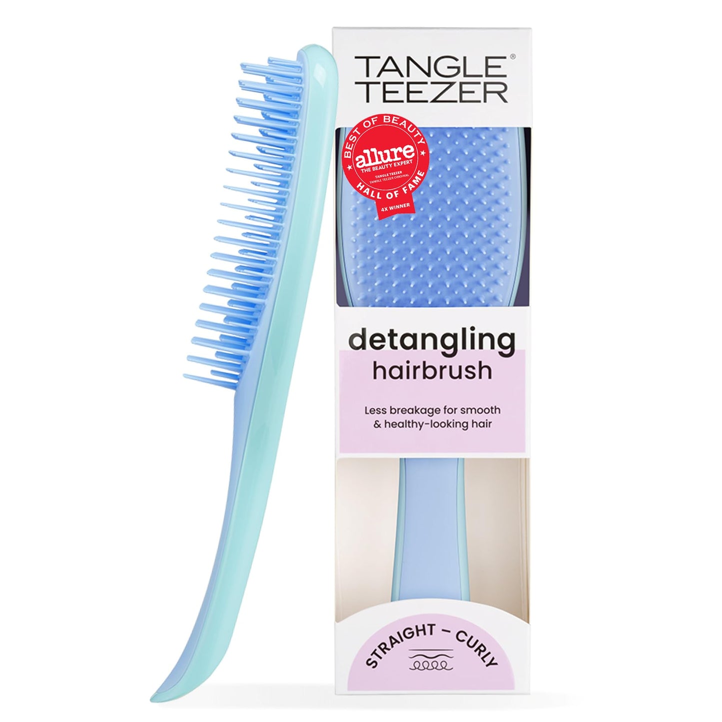 HotTangle Teezer Ultimate Detangler Brush, Straight to Wavy, Millennial Pink | Patented two-tier, regular-flex teeth reduce breakage & split ends on wet or dry hair; Shower-friendly hairbrush for all ages