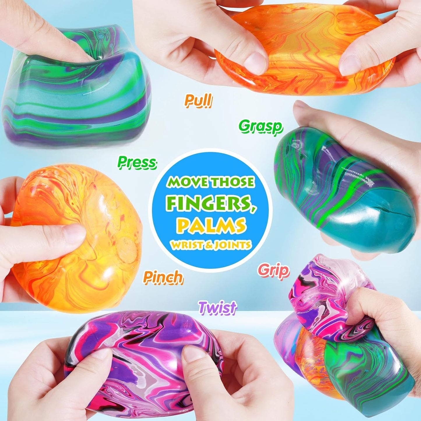 Hot4Pack Fidget Toys Mini Squishy Stress Cube, Stress Balls for Kids, Adults Squishies Anxiety Stress Relief, Ice Squishy Cube Sugar Balls, Sensory Toys for Kids with Autism, Fidgets for Classroom Prize