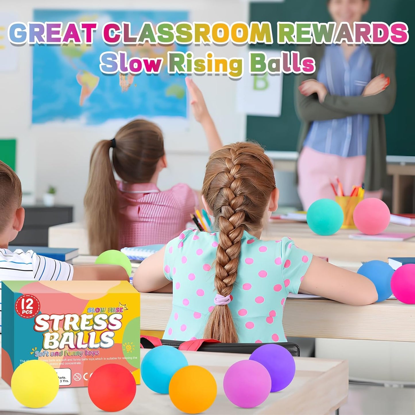 Hot12 Pack Slow Rising Stress Ball,Stress Balls for Kids Adults,Stretchy Fidget Toys for Stress Relief,Hand Therapy Sensory Squishy Ball, Squishy Toys for Kids, Classroom Prize Box Party Favors